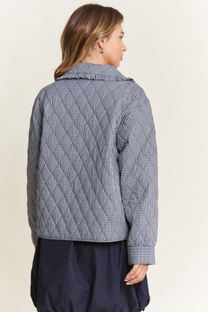 Quilted Gingham Jacket - Black