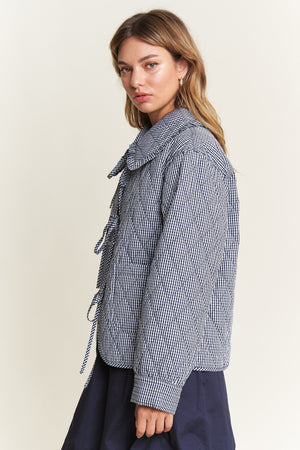 Quilted Gingham Jacket - Black