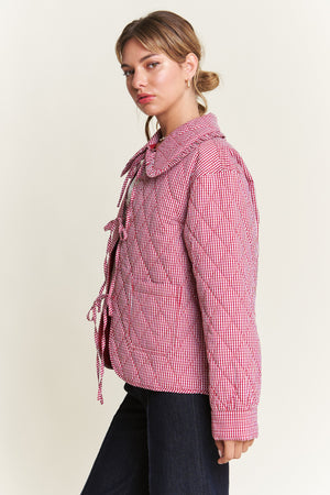 Quilted Gingham Jacket - Red