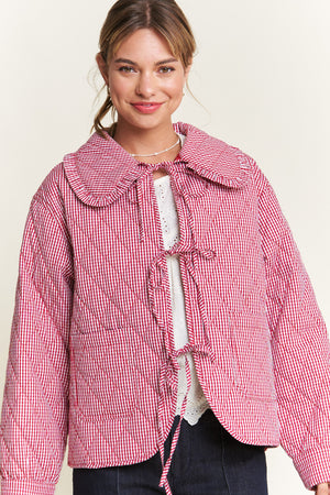 Quilted Gingham Jacket - Red