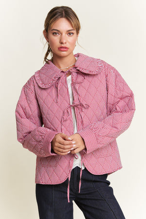Quilted Gingham Jacket - Red