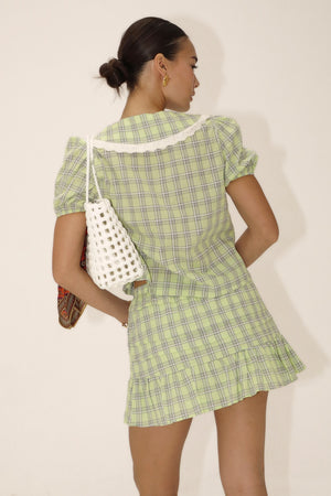 Vintage Checkered Collar Blouse