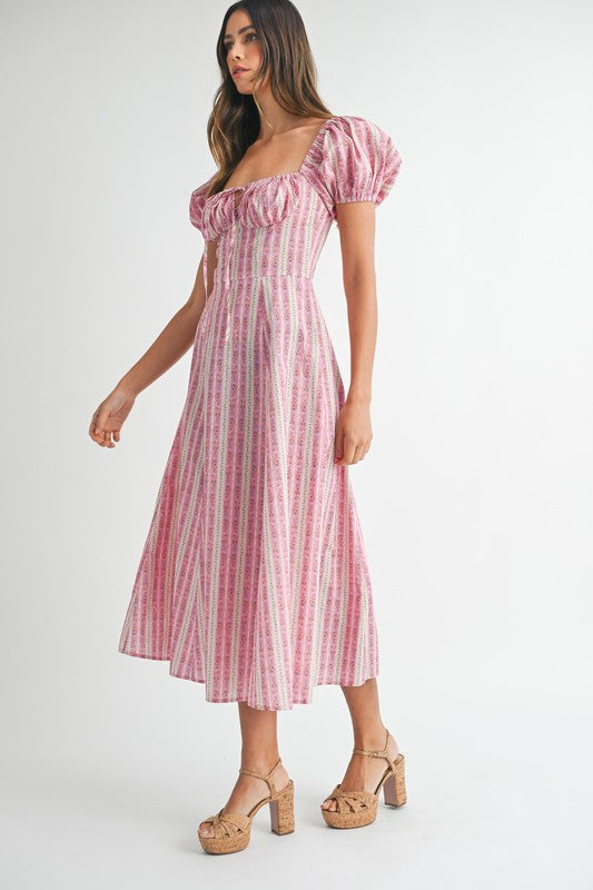 Floral Puff Sleeve Midi Dress