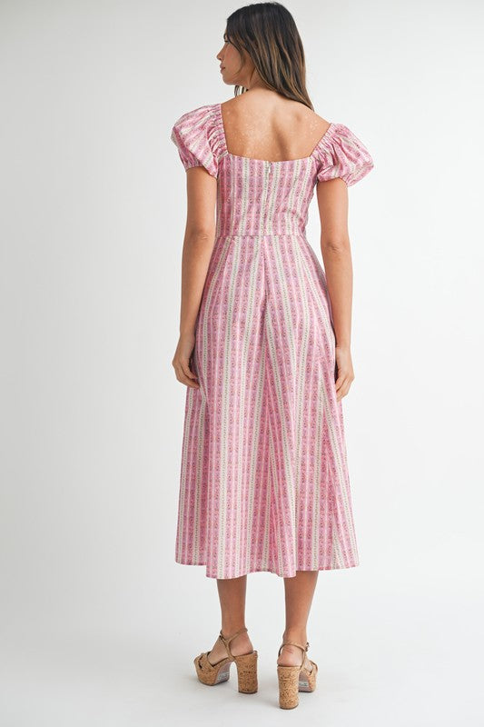 Floral Puff Sleeve Midi Dress