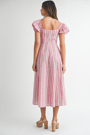 Floral Puff Sleeve Midi Dress