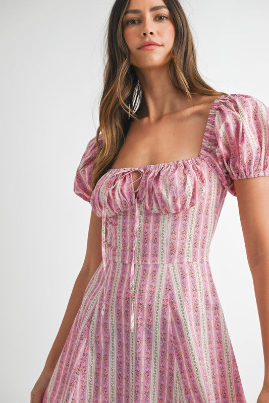 Floral Puff Sleeve Midi Dress