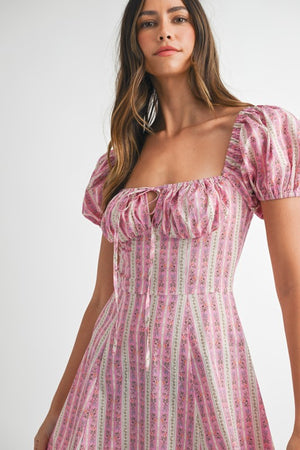 Floral Puff Sleeve Midi Dress