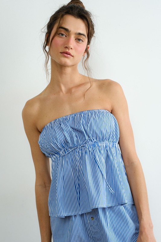 Poplin Striped Top - Blue