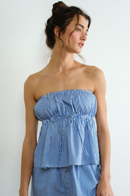 Poplin Striped Top - Blue