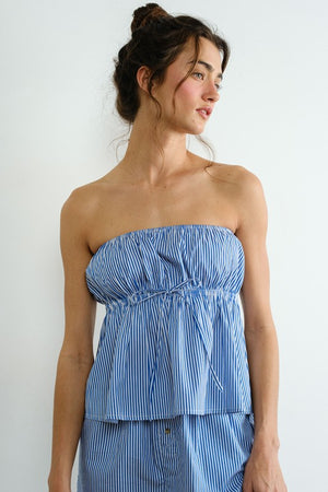 Poplin Striped Top - Blue