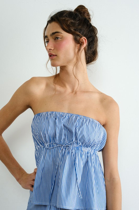 Poplin Striped Top - Blue