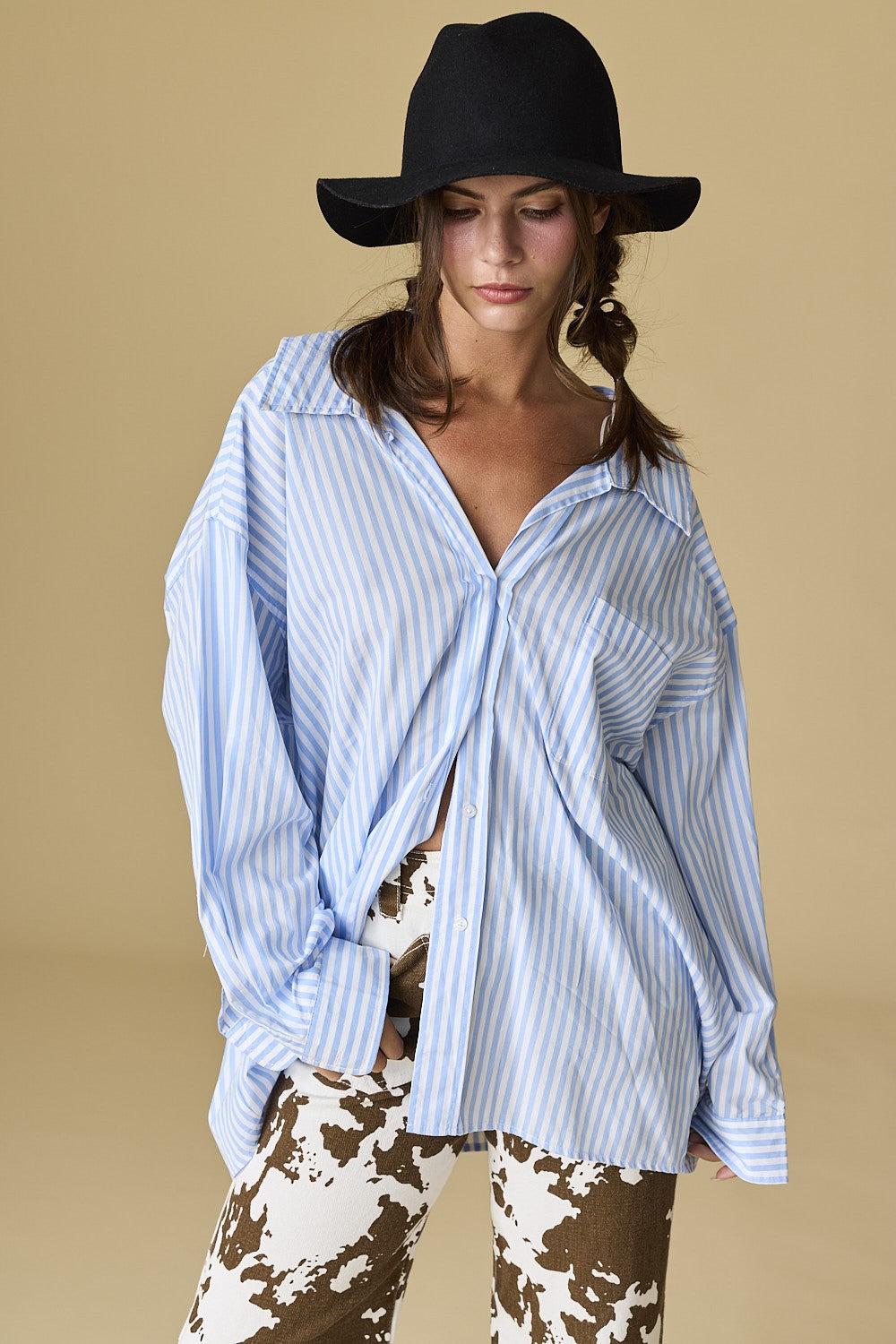 Luna Oversized Stripe Shirt - Blue