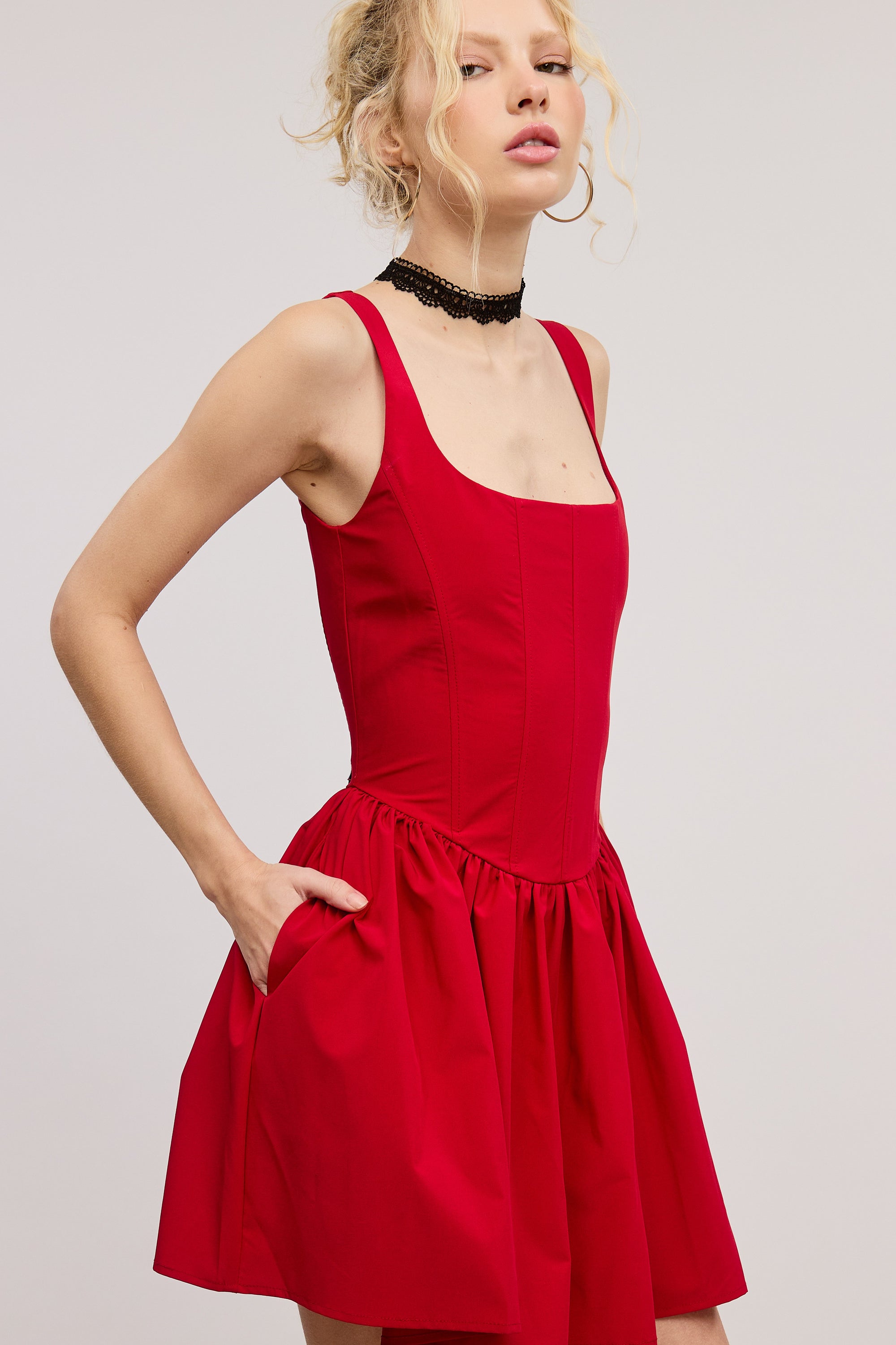 Kasey Corset Mini Dress - Red