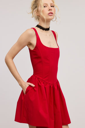 Kasey Corset Mini Dress - Red