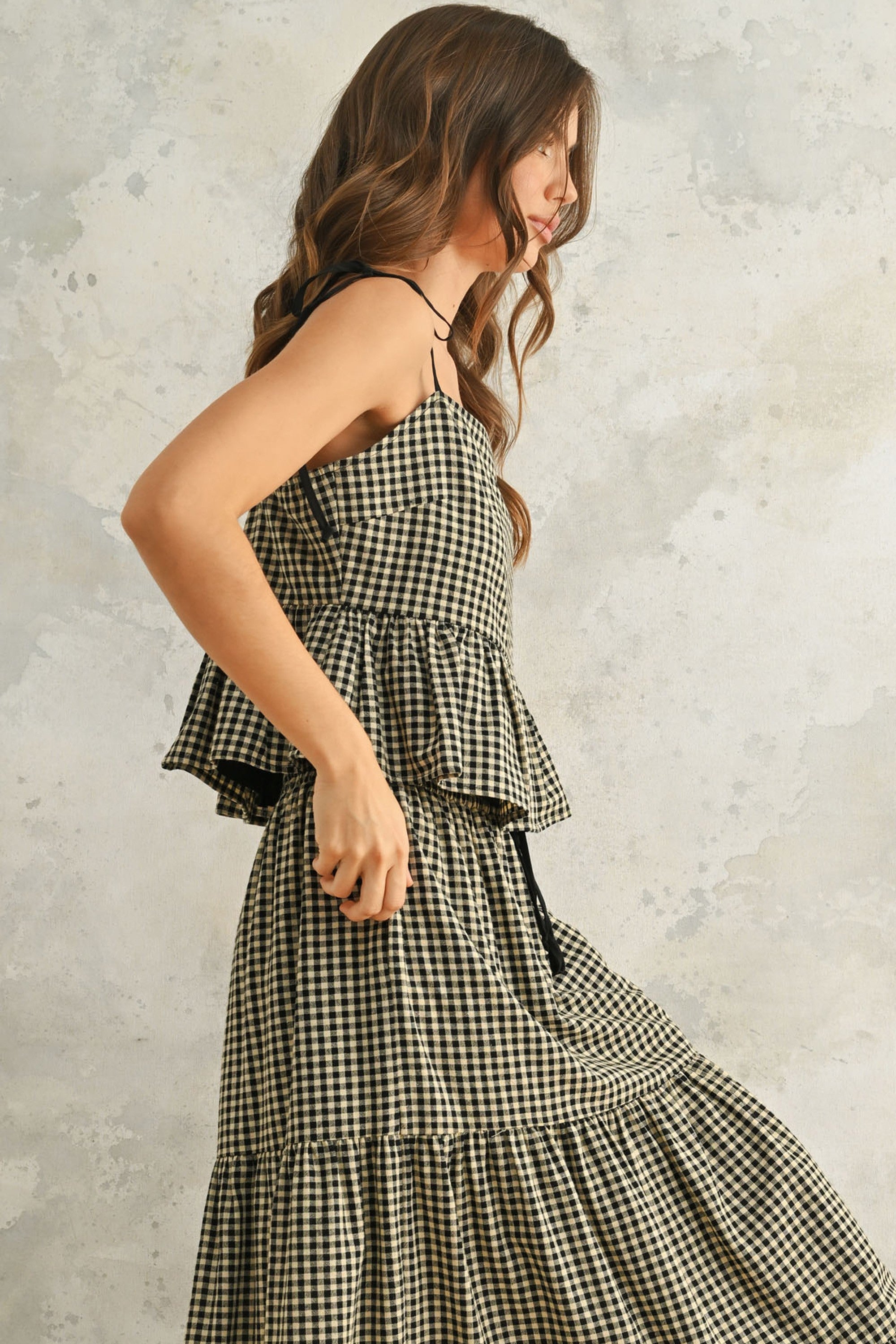Gingham Pattern Tie Top