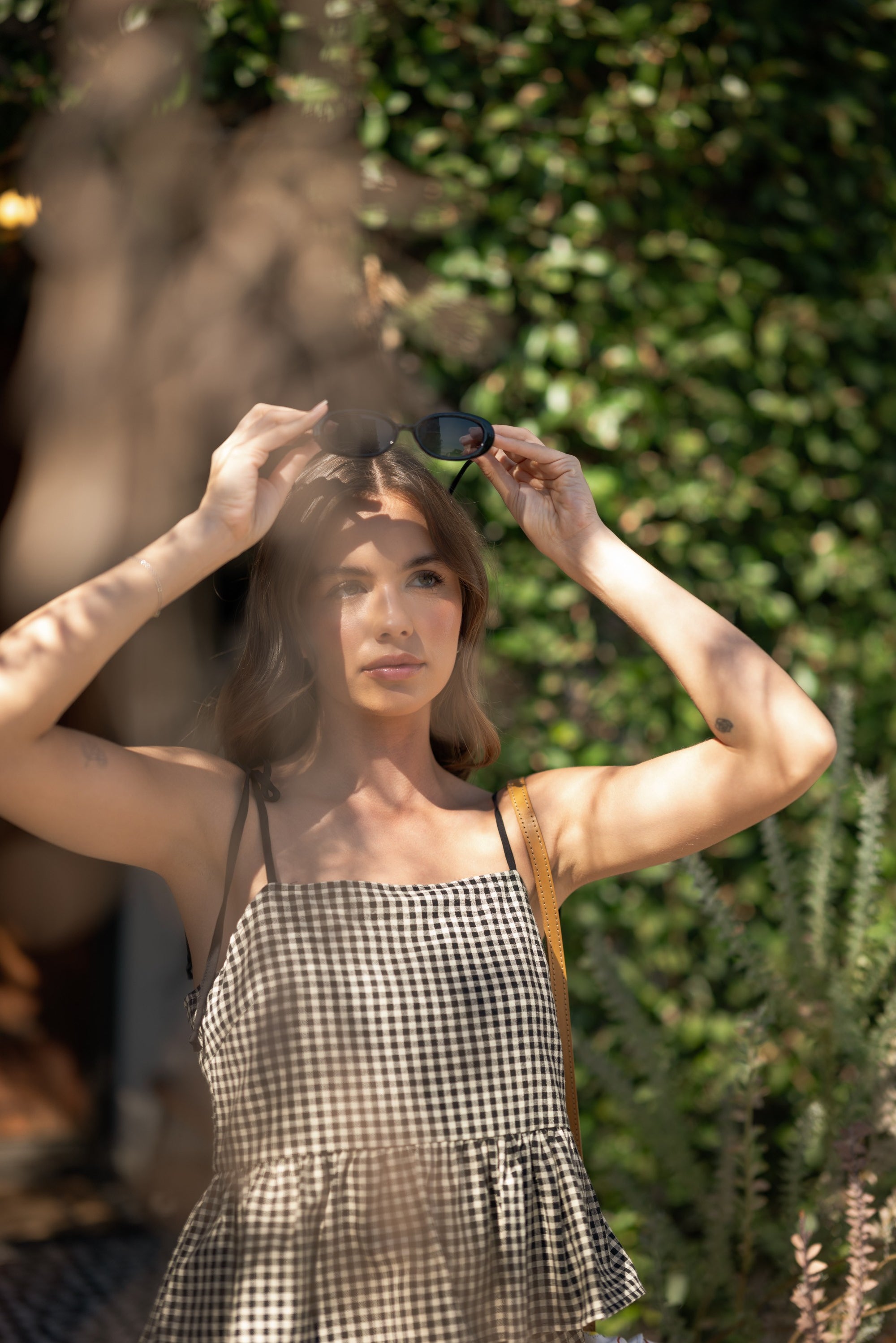 Gingham Pattern Tie Top