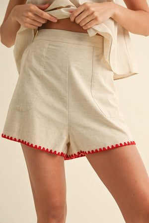 Linen Shorts - Red