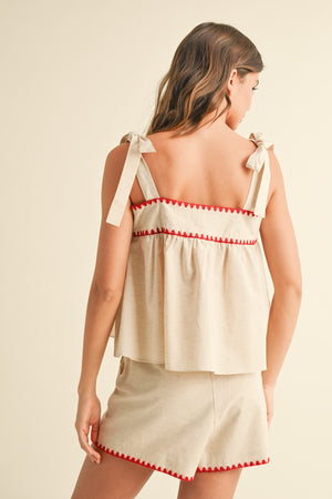 Linen Shorts - Red