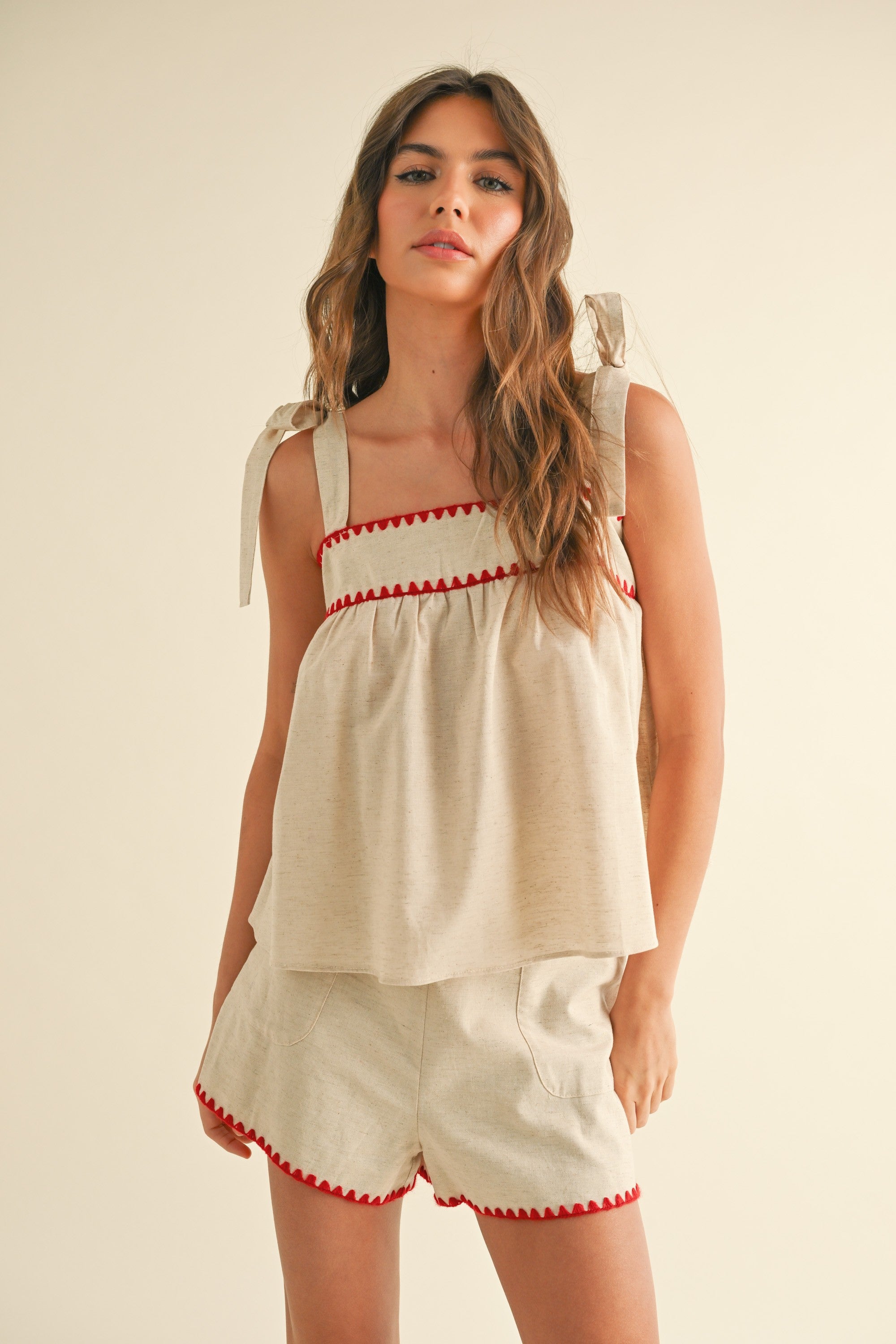 Linen Shorts - Red
