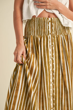 Lauren Striped Maxi Skirt - Olive
