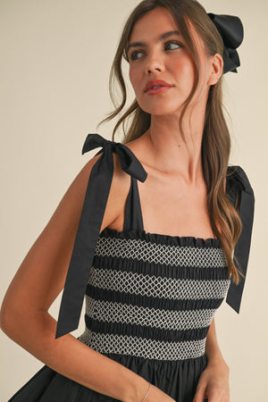 Lila Tiered Midi Dress - Black