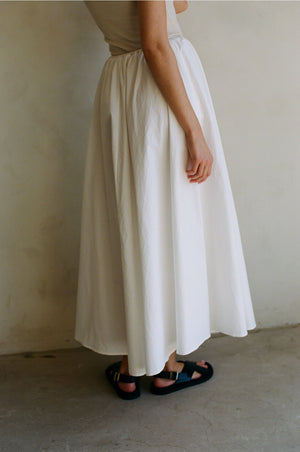 Woven Cotton Midi Skirt