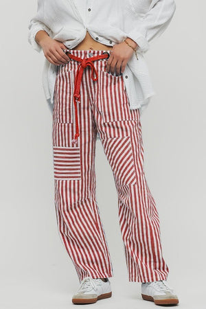 Worker Striped Pants - Red