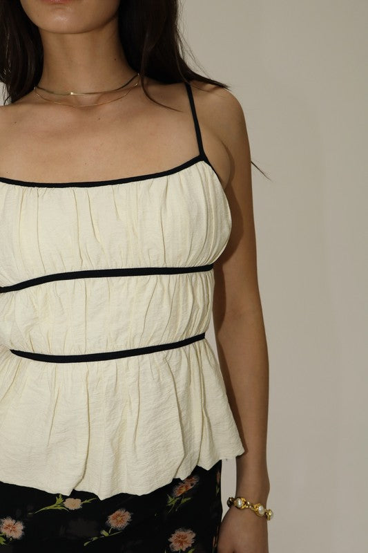 Ruched Contrasting Tank Top