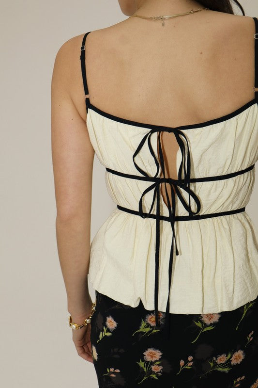 Ruched Contrasting Tank Top