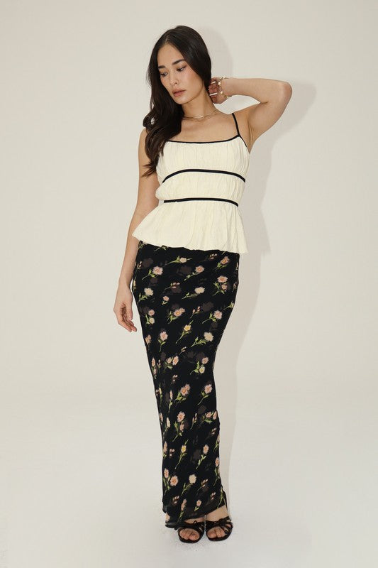 Ruched Contrasting Tank Top