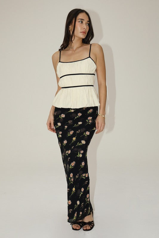 Ruched Contrasting Tank Top