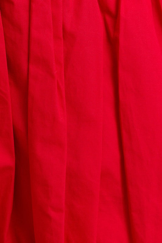 Tie Shoulder Bubble Hem Mini Dress - Red