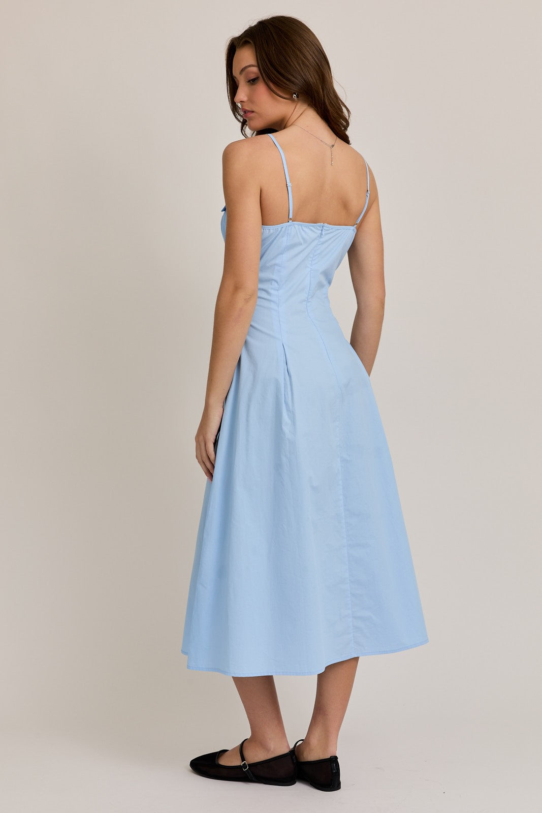 Bustier Pleated Midi Dress - Blue
