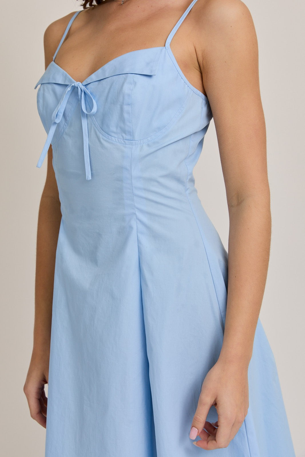 Bustier Pleated Midi Dress - Blue