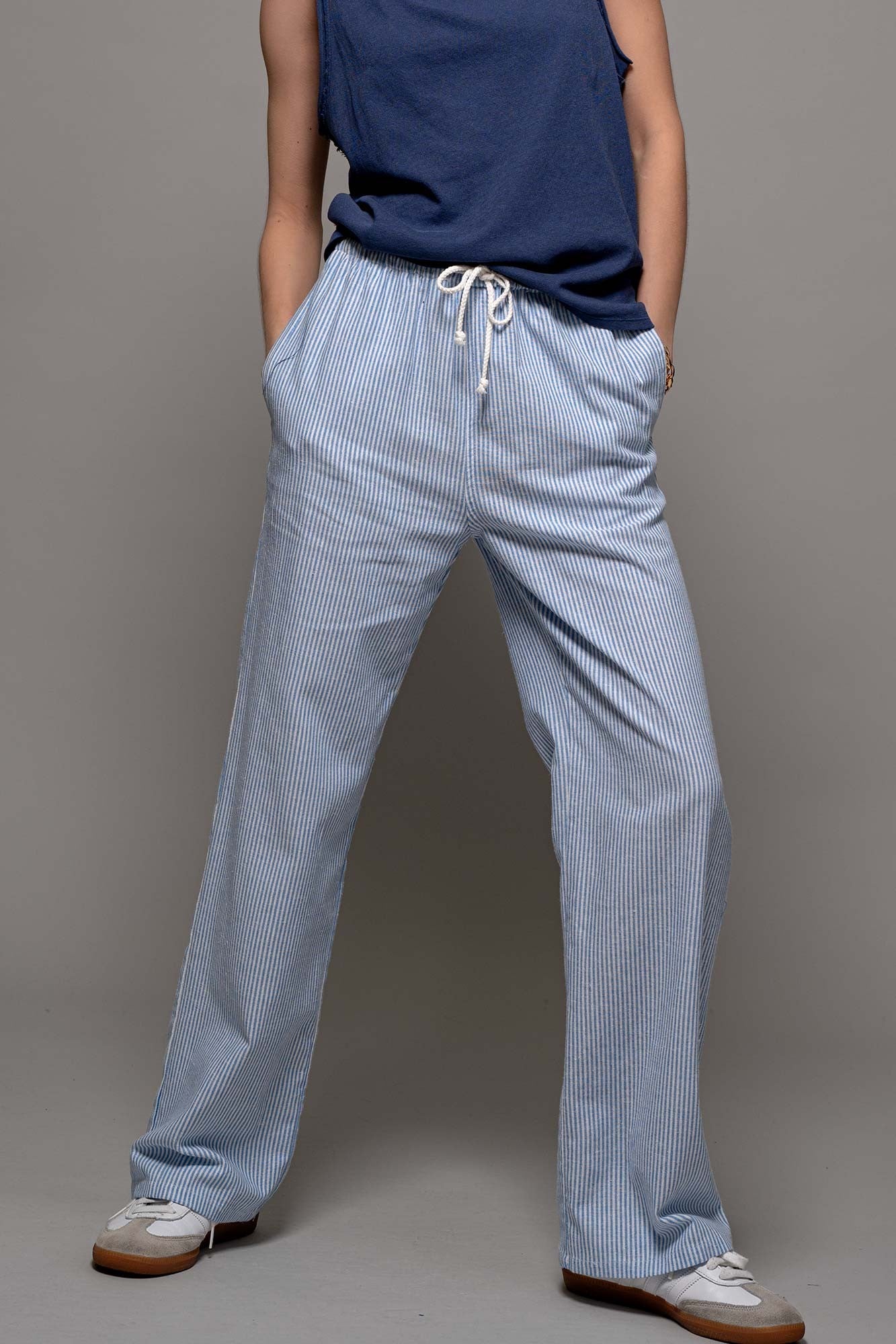Lounge About Pinstripe Pants - Blue