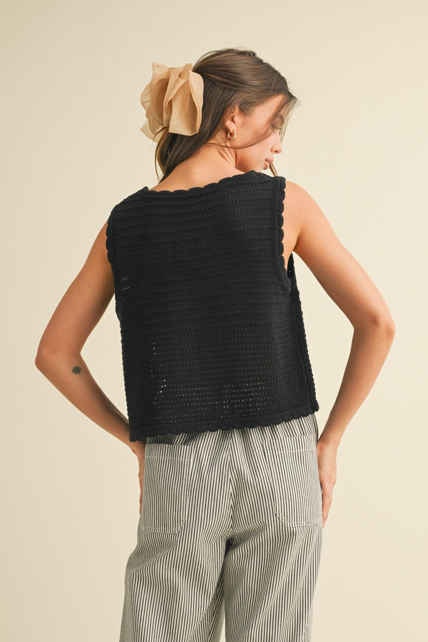 Front Tie Sweater Vest - Black