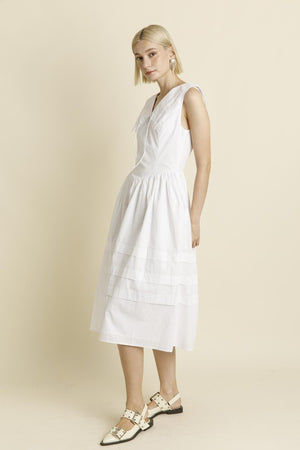Sailor Collar Midi Dress - White