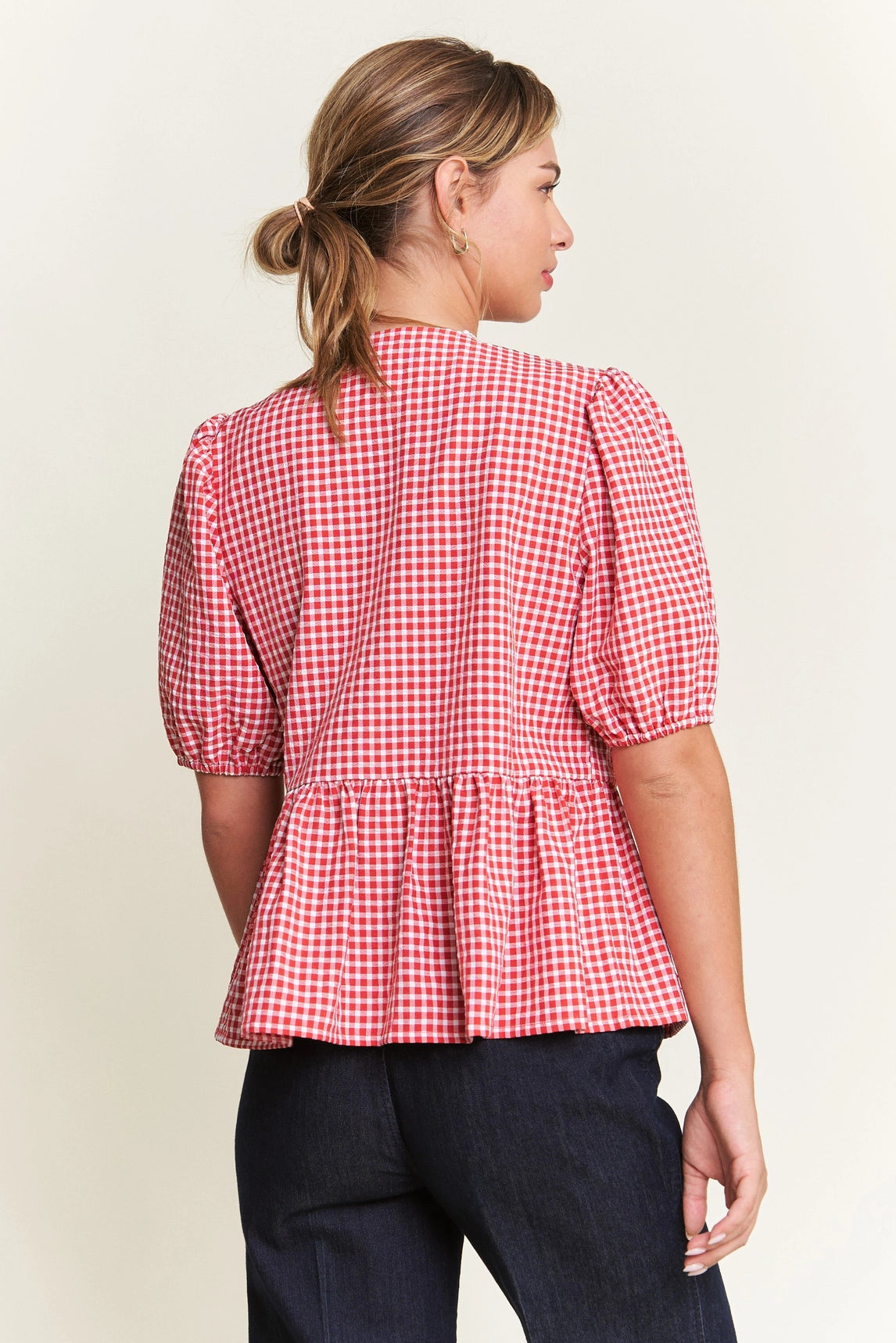 Poppy Gingham Tie Top