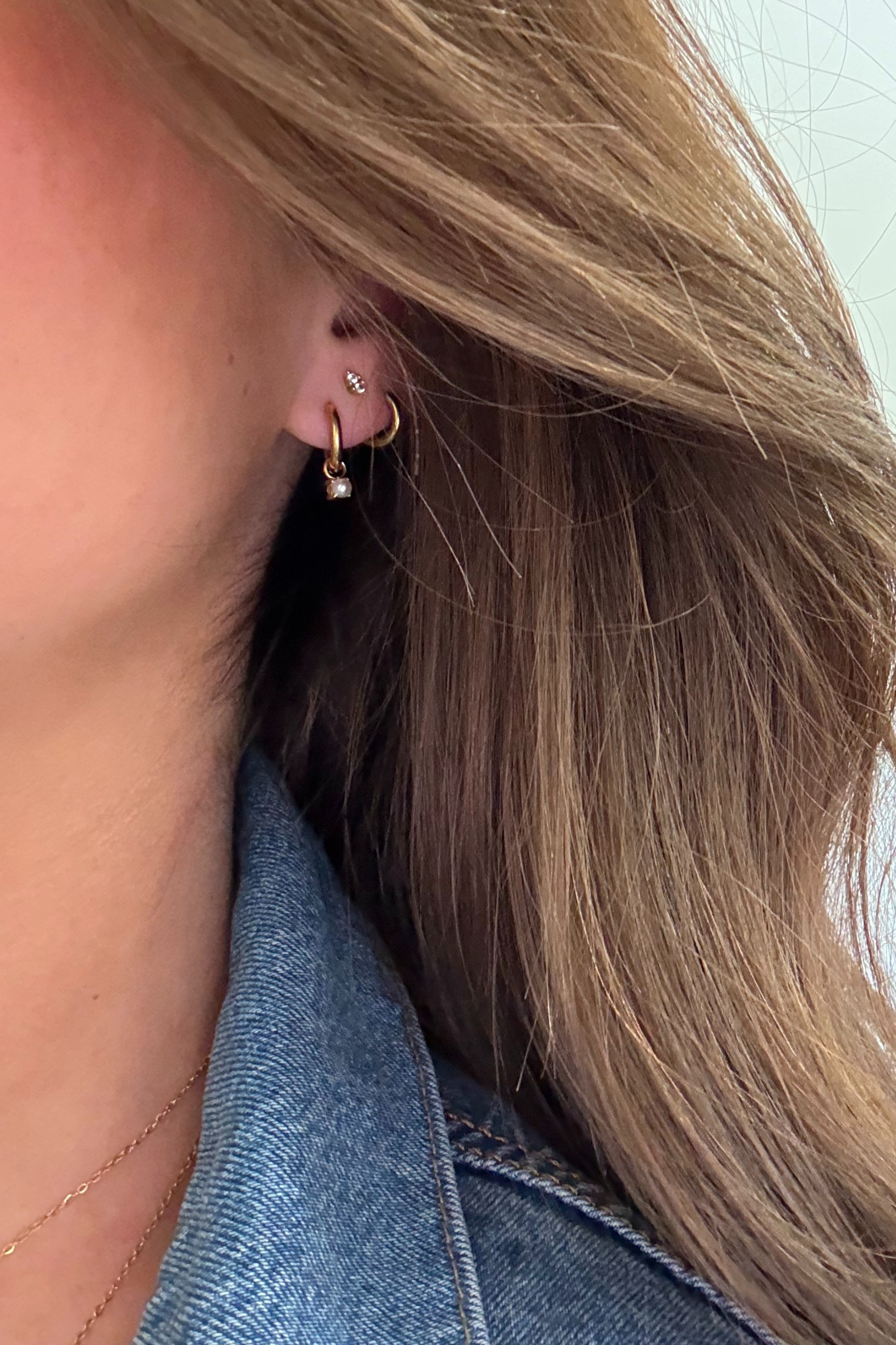 18K Stella Pearl Baby Hoop Earrings