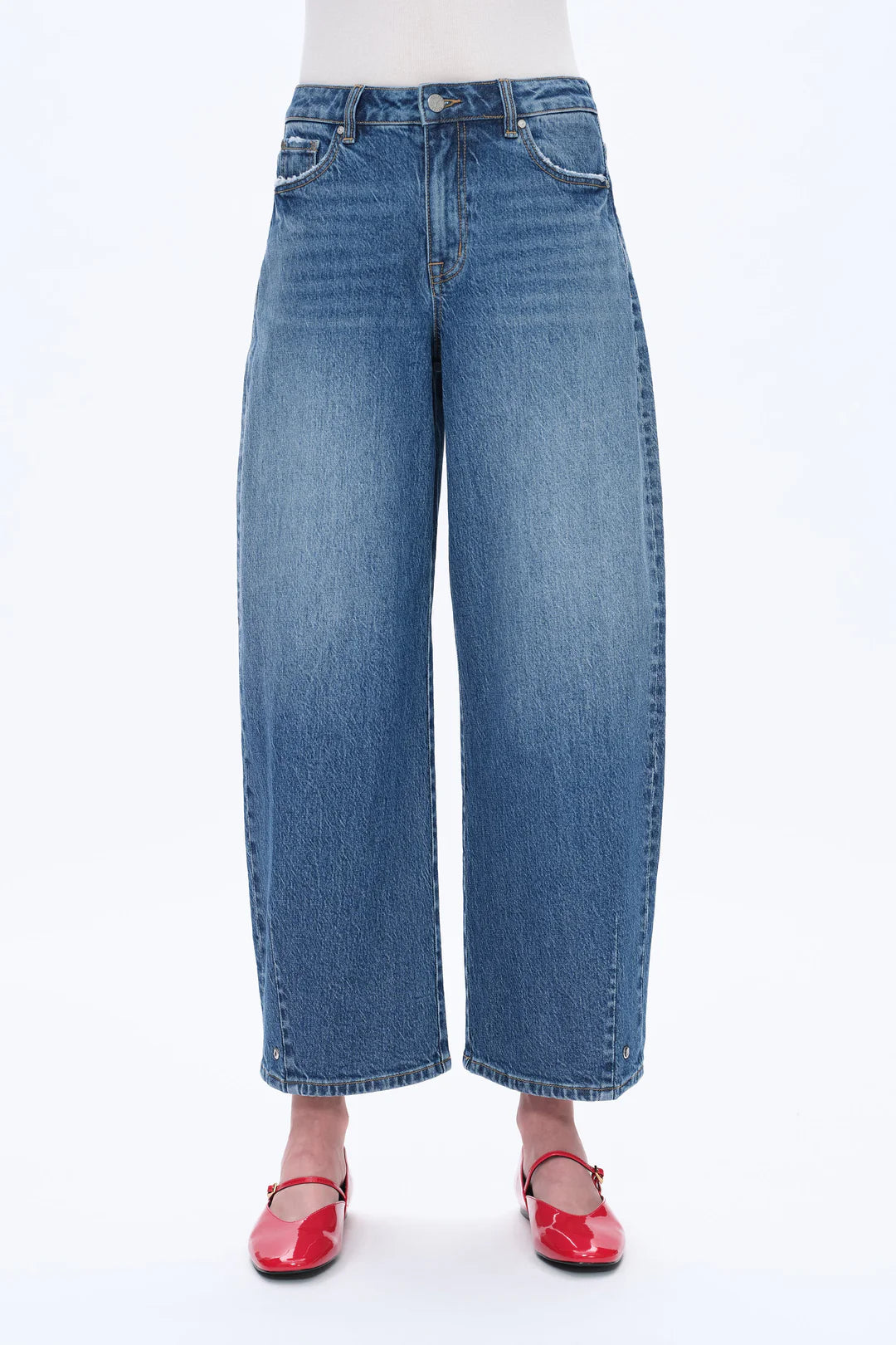 Mid-Rise Balloon Jeans - Medium Blue