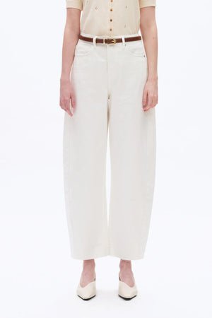 Super High Rise Barrel Leg Denim Jeans - White