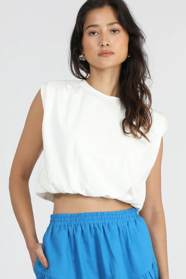 Alisa Jersey Bubble Top - White