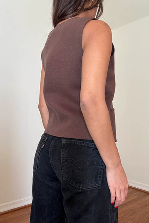 V-Neck Vest - Brown