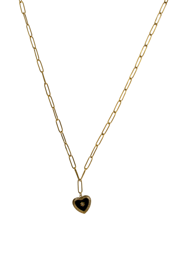 18K Black Heart Necklace
