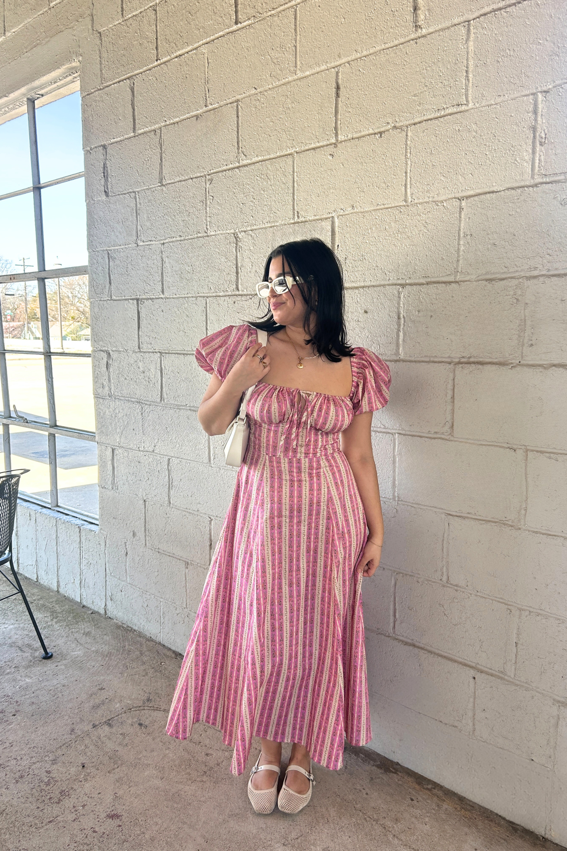 Floral Puff Sleeve Midi Dress
