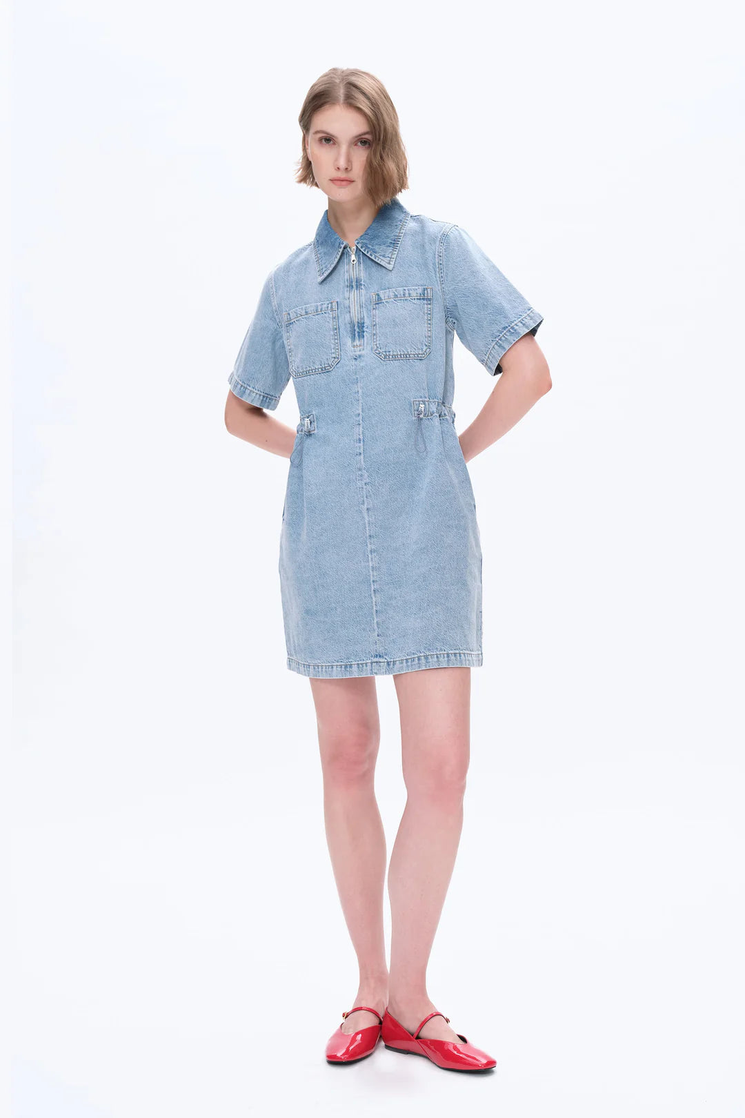 Denim Shirt Dress - Light Blue