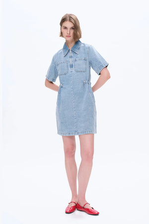 Denim Shirt Dress - Light Blue