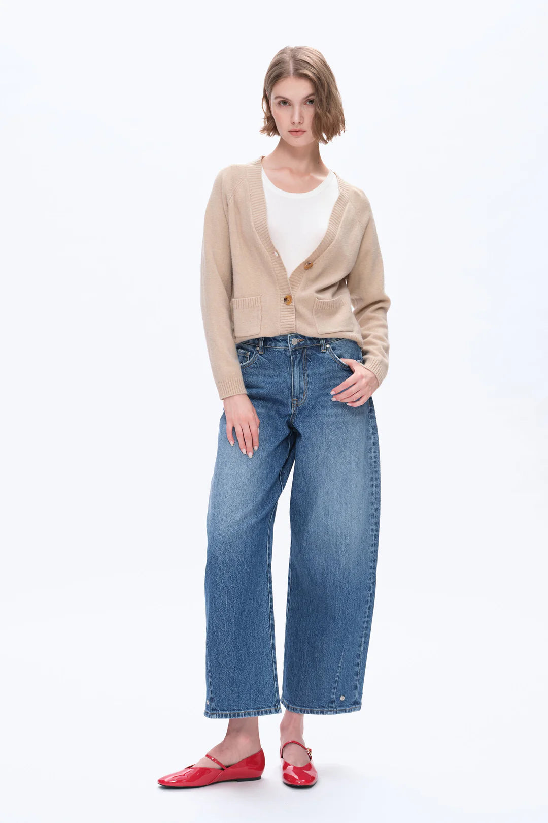 Mid-Rise Balloon Jeans - Medium Blue