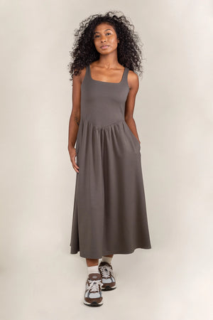 Basic Swing Midi Dress - Olive