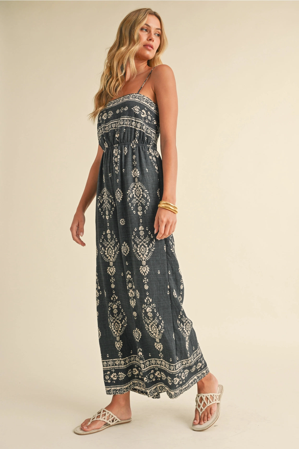 Camille Printed Smocked Jumpsuit